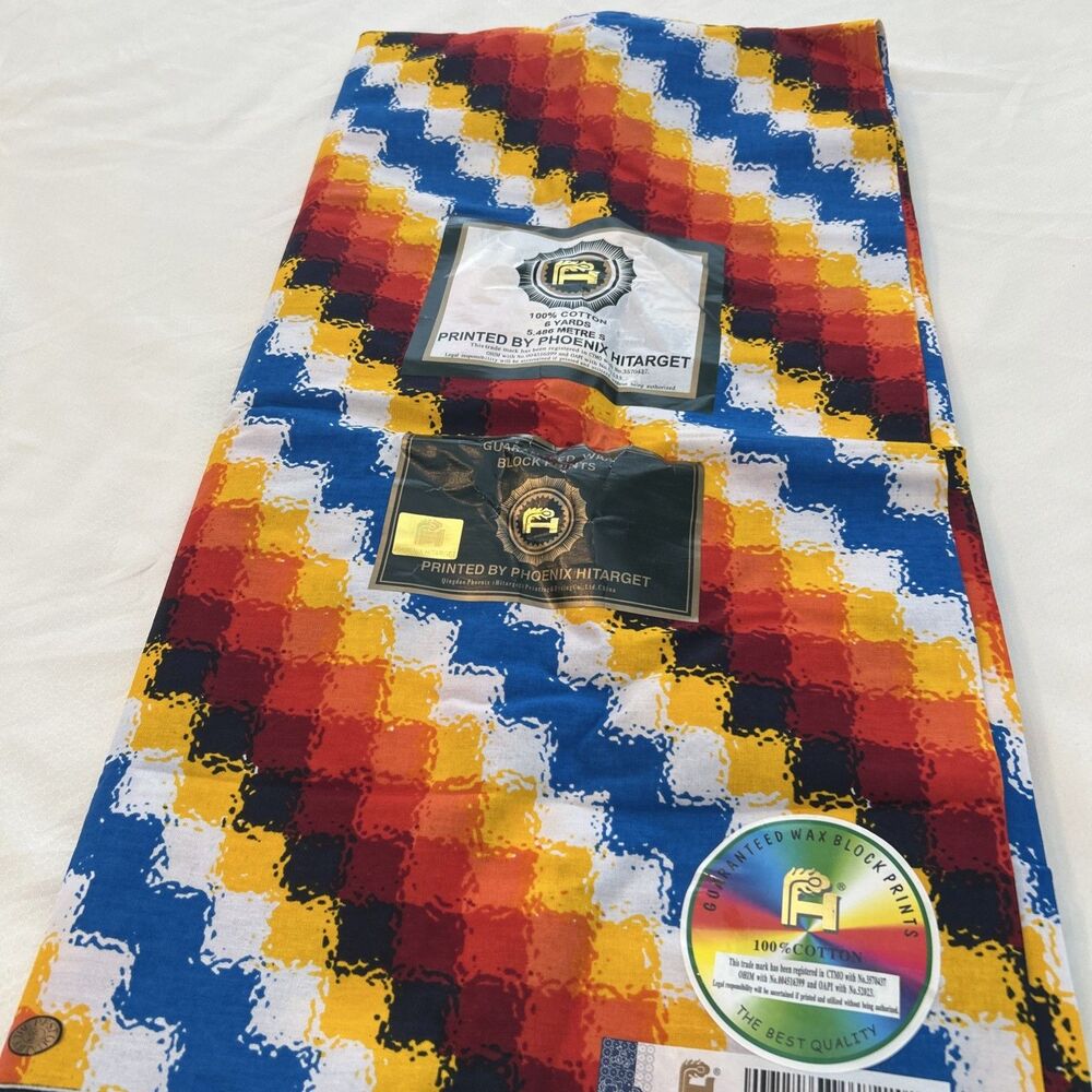 Phoenix Hitarget African Wax Multi Abstract Fabric‎ 45in x 70 in 100% Cotton